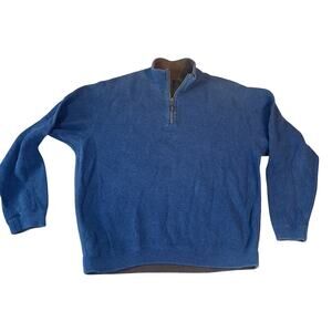Tommy Bahama 1/4 Zip Men's XL High Neck Sweater Reversible Blue & Brown Contrast